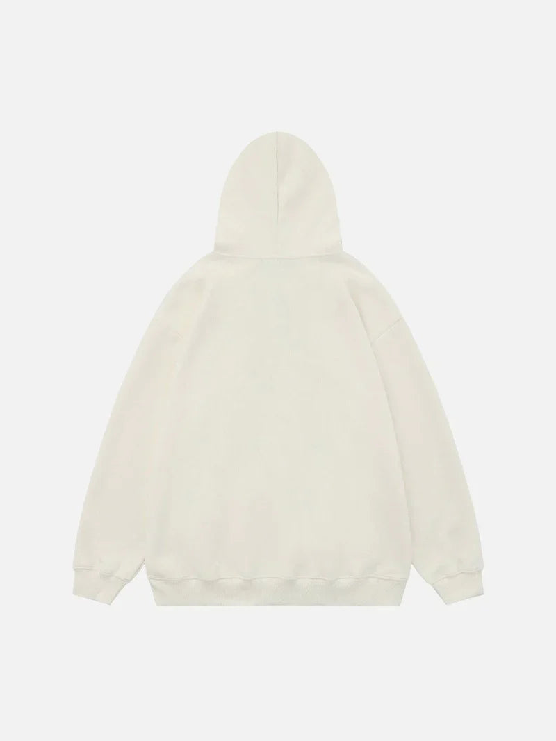 Denim Star Embroidery Hoodie