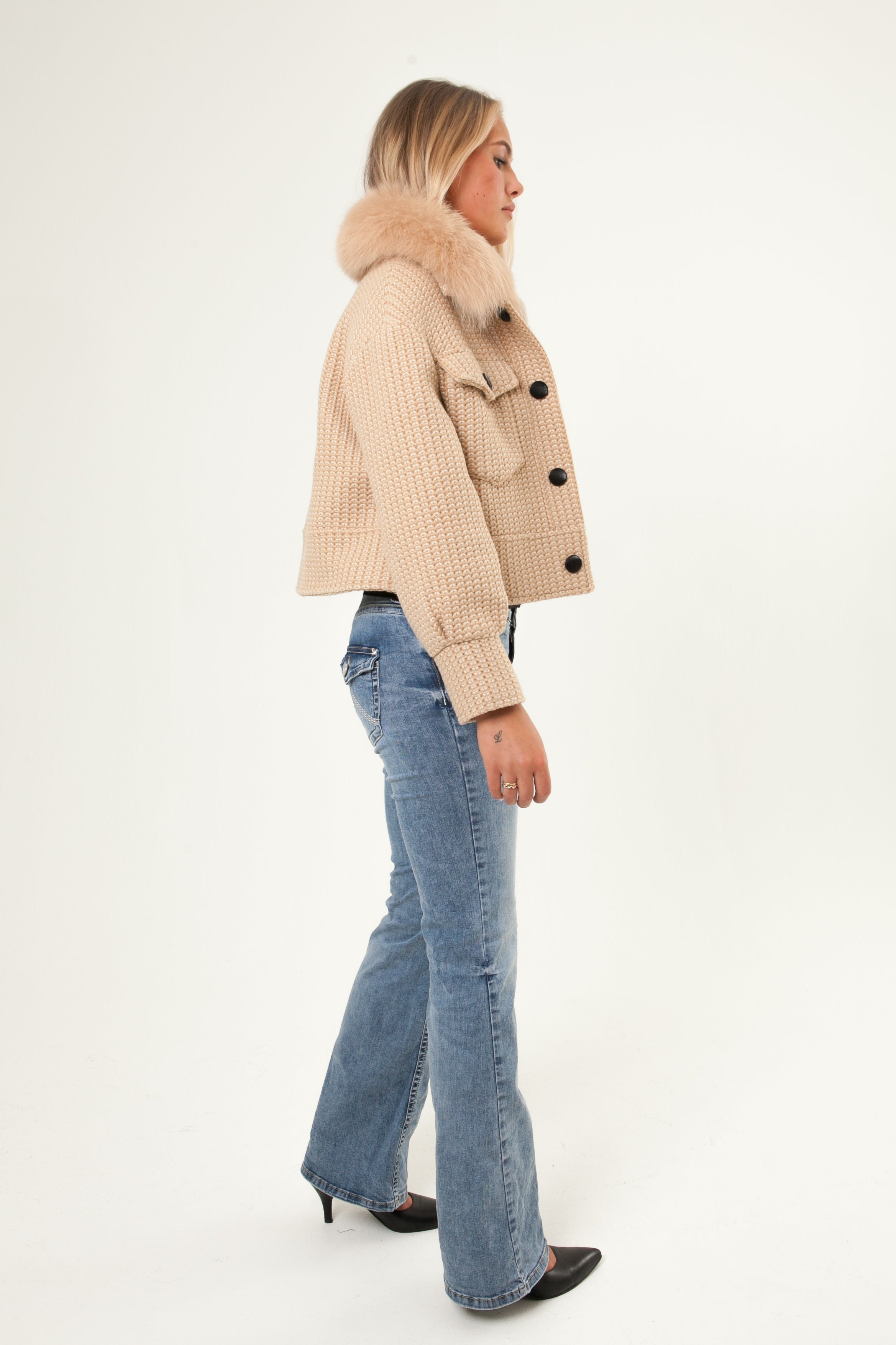 Button Up Wool Jacket - Beige